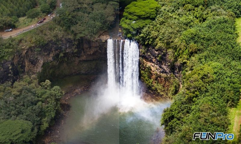 Foto de cachoeira com drone